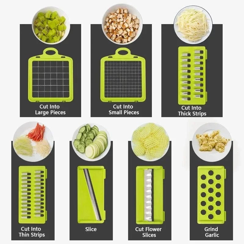 14/16-in-1 Multifunctional Vegetable Chopper & Slicer with Handle – Food Grater, Dicer and Cutter