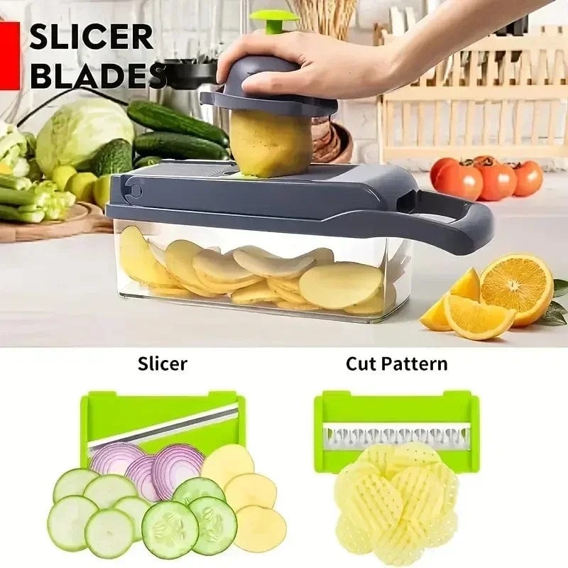 14/16-in-1 Multifunctional Vegetable Chopper & Slicer with Handle – Food Grater, Dicer and Cutter