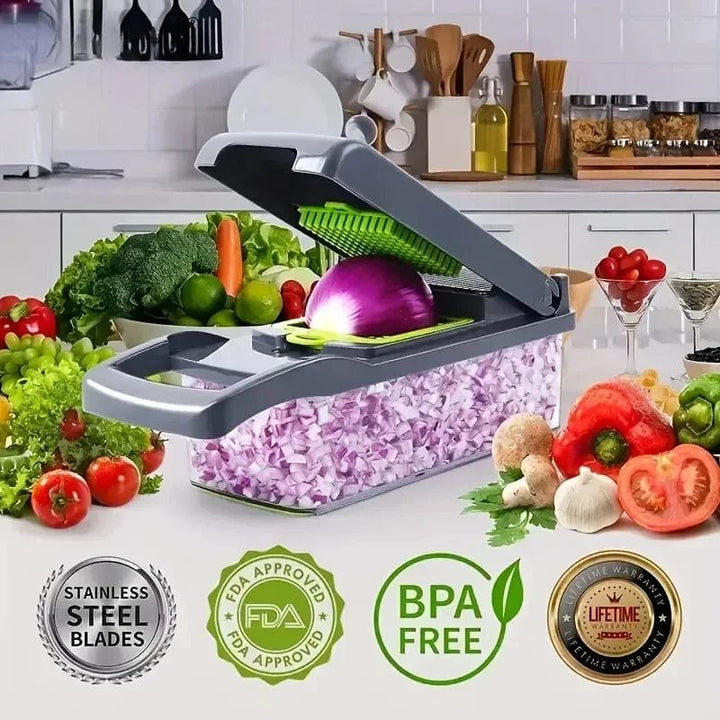 14/16-in-1 Multifunctional Vegetable Chopper & Slicer with Handle – Food Grater, Dicer and Cutter