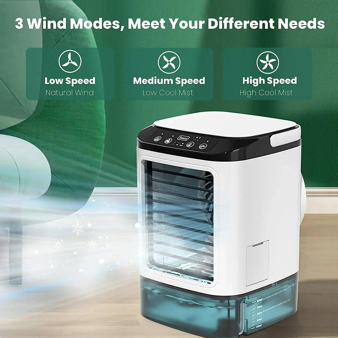 Portable Air Conditioner | Dual Spray Desktop Fan | 3-Speed Mute Air Cooler | Night Light Electric Home Fan