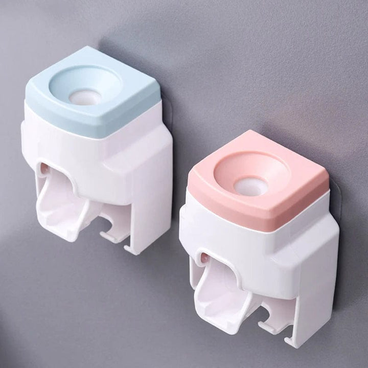 Automatic Toothpaste Dispenser and Toothbrush Holder; Family Bathroom Toothpaste Squeezer