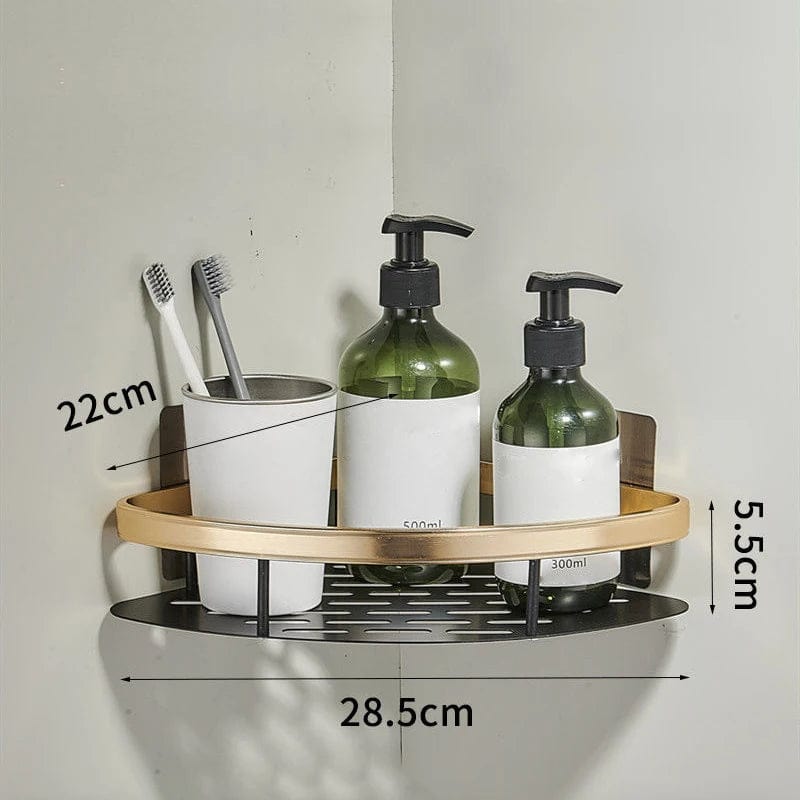 Bathroom Shelf; Aluminum Alloy Shampoo Rack; Makeup Storage Organizer; No Drill Shower Shelf; Wall Corner Shelf