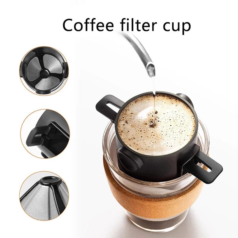 Portable Coffee & Tea Filter | Reusable Stainless Steel Funnel Infuser for Home, Office, and Travel