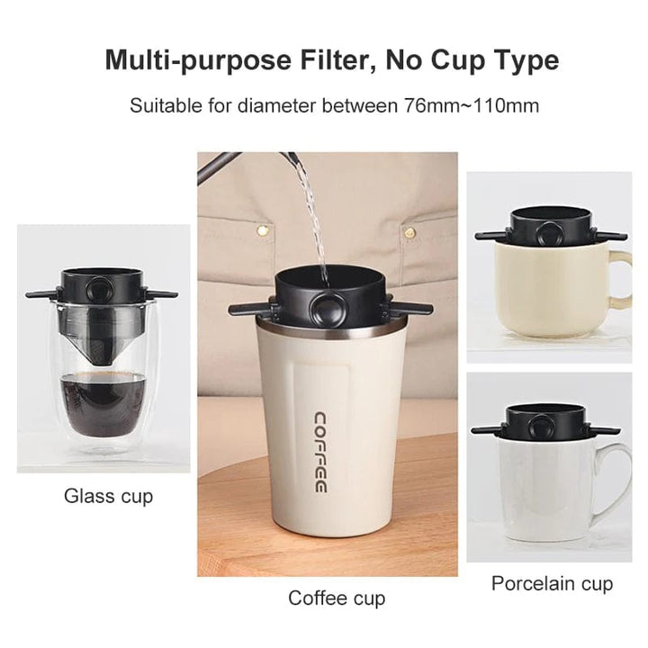 Portable Coffee & Tea Filter | Reusable Stainless Steel Funnel Infuser for Home, Office, and Travel