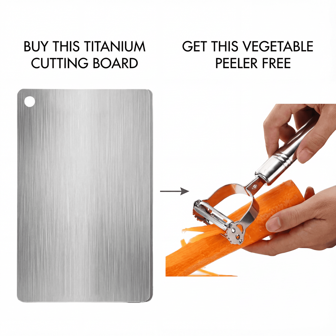 Titanium Stainless Steel Cutting Board | Double-Sided, Anti-Slip