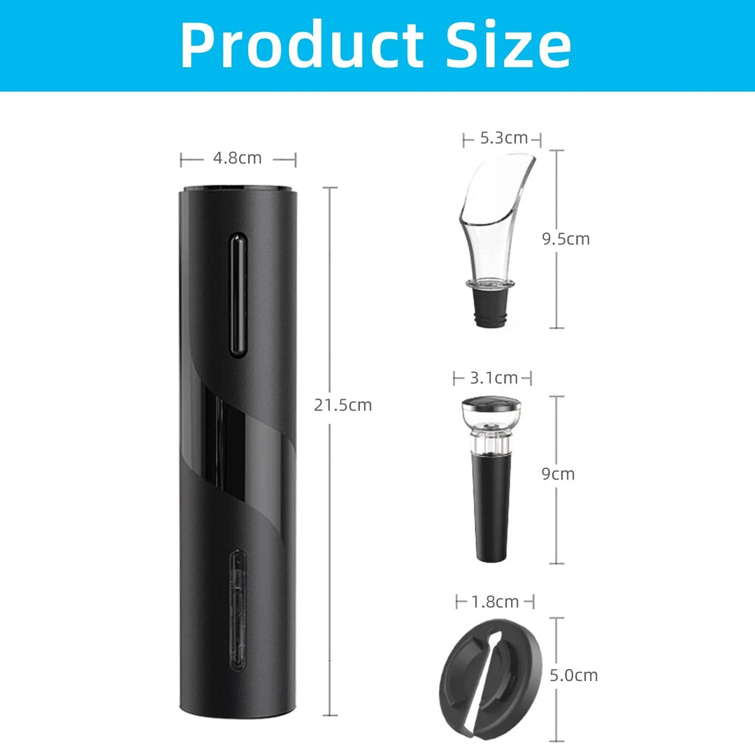 Automatic Electric Wine Opener with Corkscrew; Battery-Powered Bottle Opener and Foil Cutter