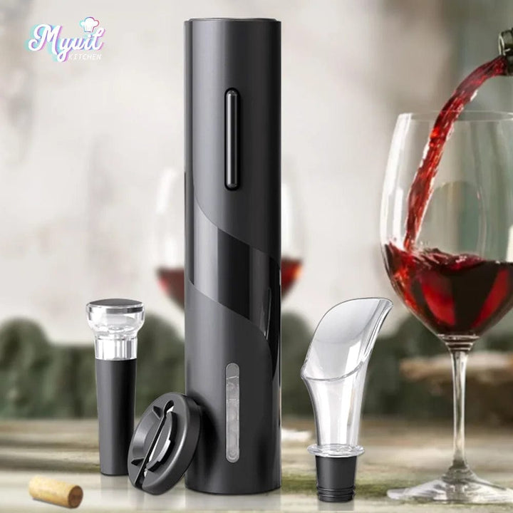 Automatic Electric Wine Opener with Corkscrew; Battery-Powered Bottle Opener and Foil Cutter