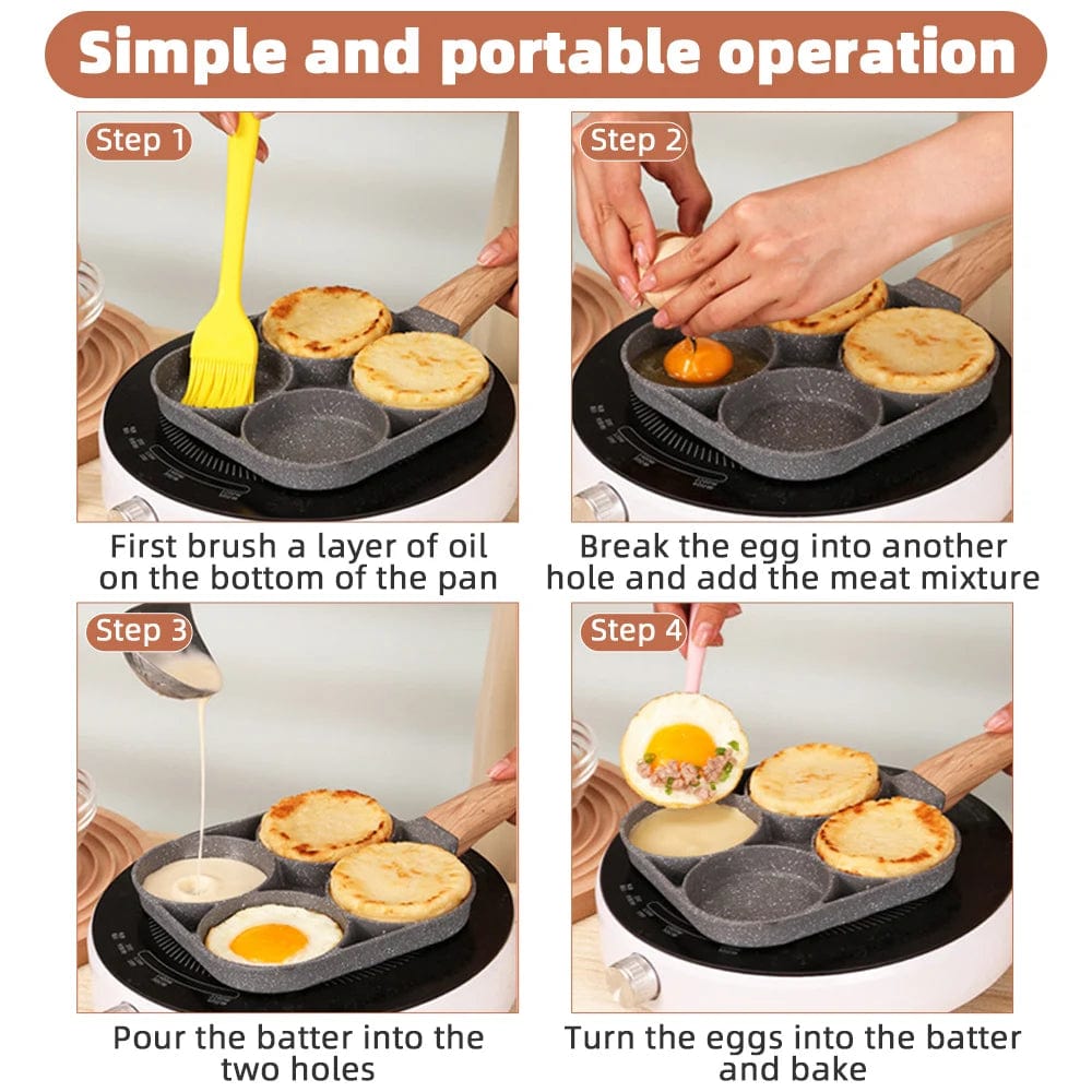 2/4-Hole Non-stick, Thickened Omelet Pan