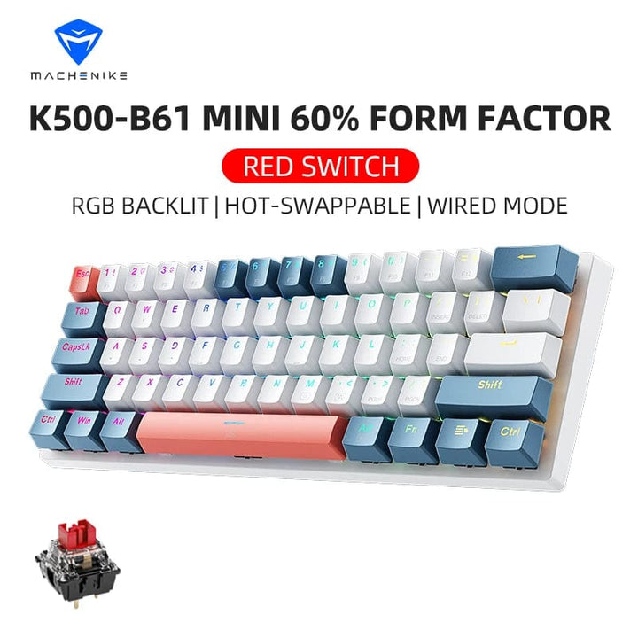 Machenike K500-B61 Mini Mechanical Keyboard: 60% Form Factor, Wired Gaming Keyboard