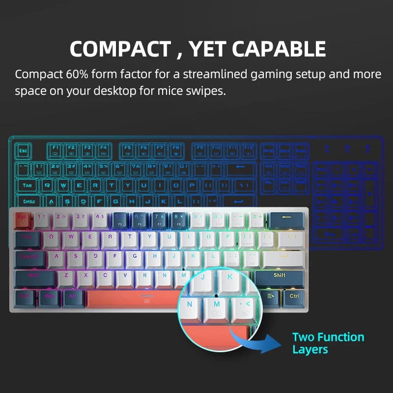 Machenike K500-B61 Mini Mechanical Keyboard: 60% Form Factor, Wired Gaming Keyboard