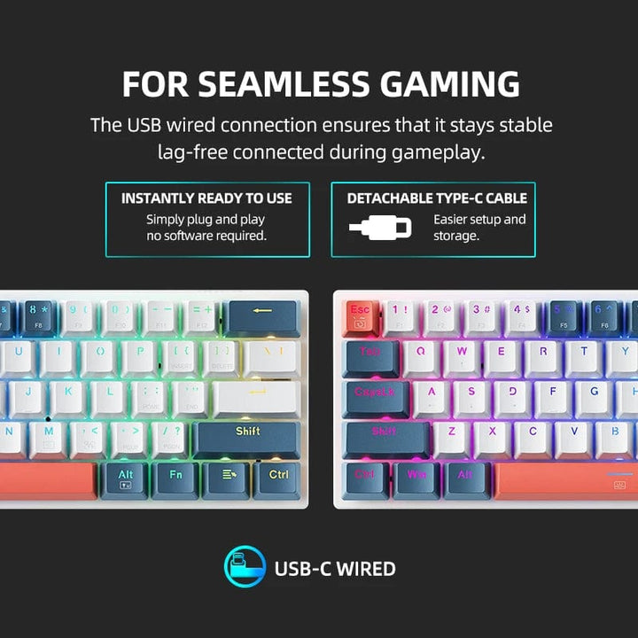 Machenike K500-B61 Mini Mechanical Keyboard: 60% Form Factor, Wired Gaming Keyboard