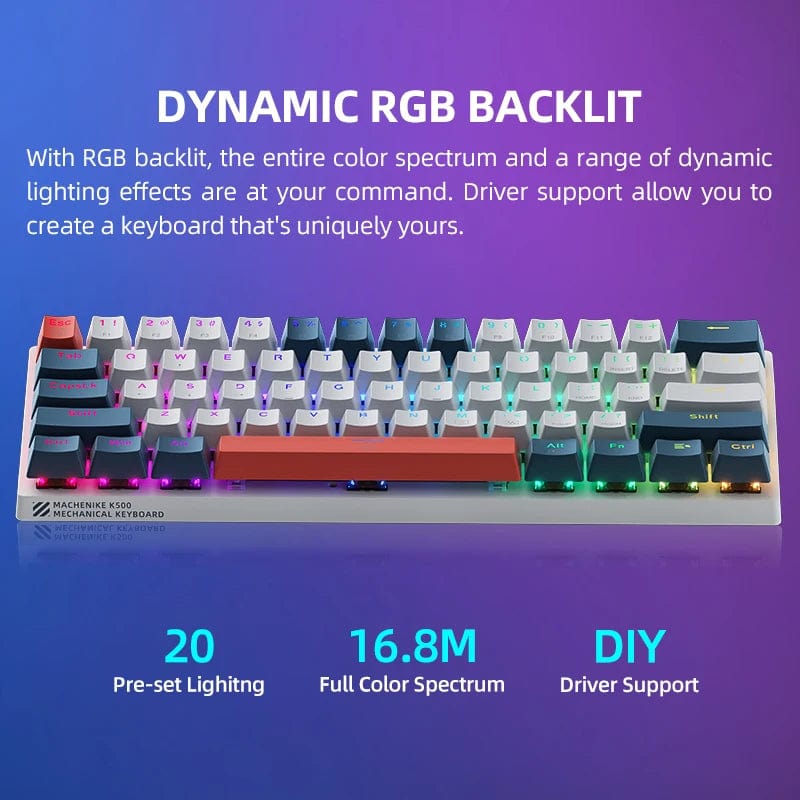 Machenike K500-B61 Mini Mechanical Keyboard: 60% Form Factor, Wired Gaming Keyboard