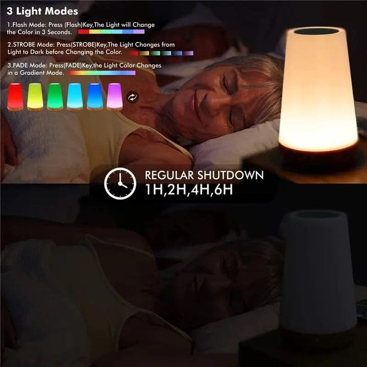 Bedside Table Lamp | 13 Color-Changing, Touch Night Light, RGB, Remote, Dimmable, USB Rechargeable