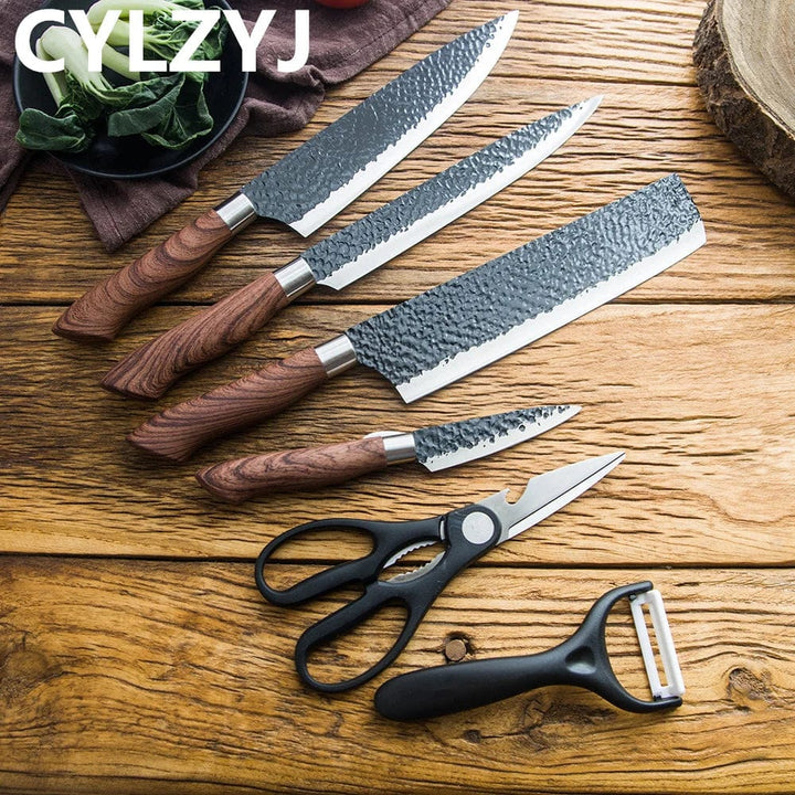 Stainless Steel Kitchen Knife Set with Tools