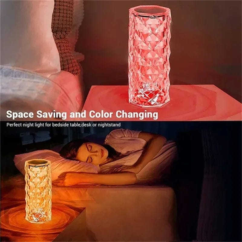 3/16 Colors LED Crystal Table Lamp; Rose Light Projector; USB LED Bedroom Light