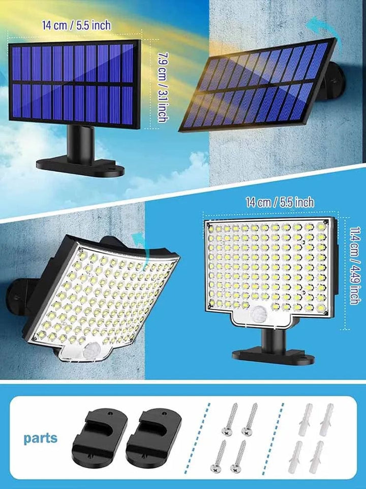 106LED Solar Outdoor Waterproof Floodlight with Motion Sensor and Remote Control