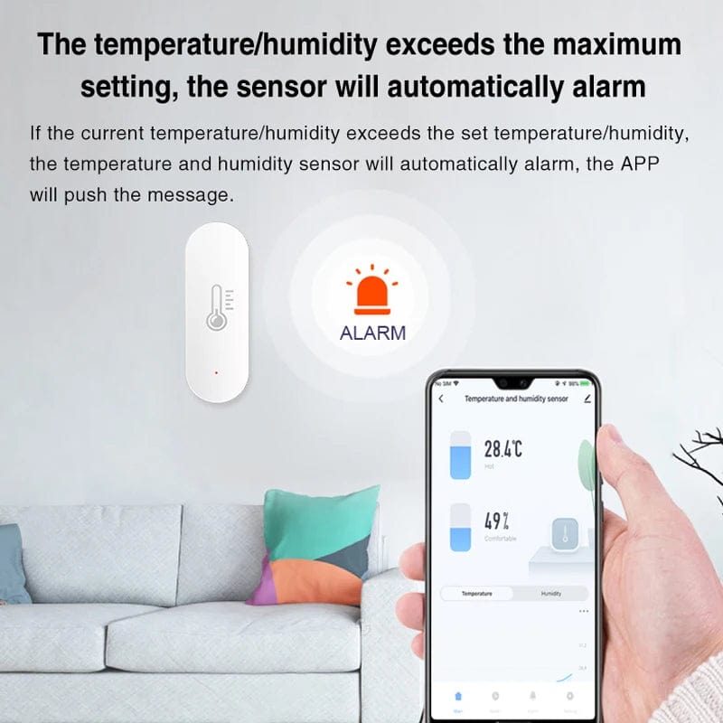 Tuya WiFi Temperature & Humidity Sensor | Smart Life APP Monitor, Works with Alexa & Google Home, No Hub Required