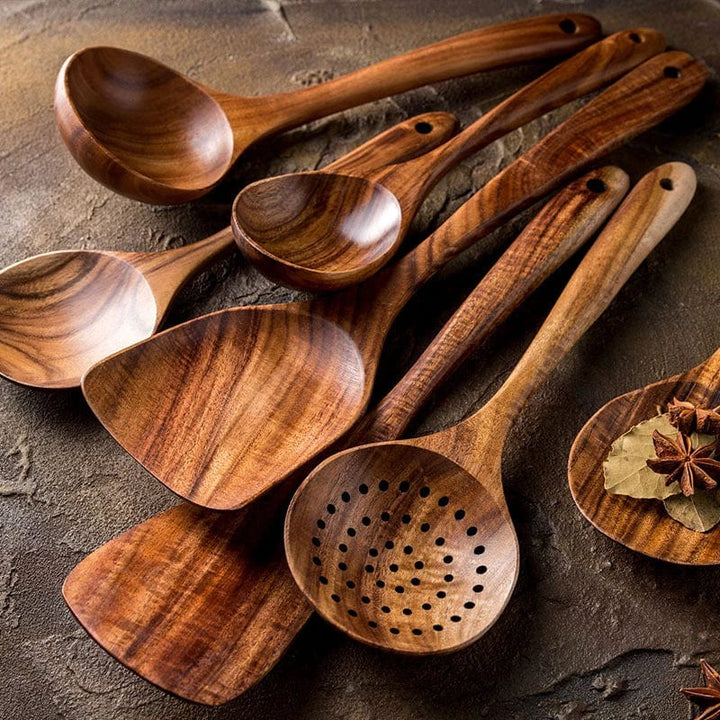 Teak Natural Wood Cooking Set