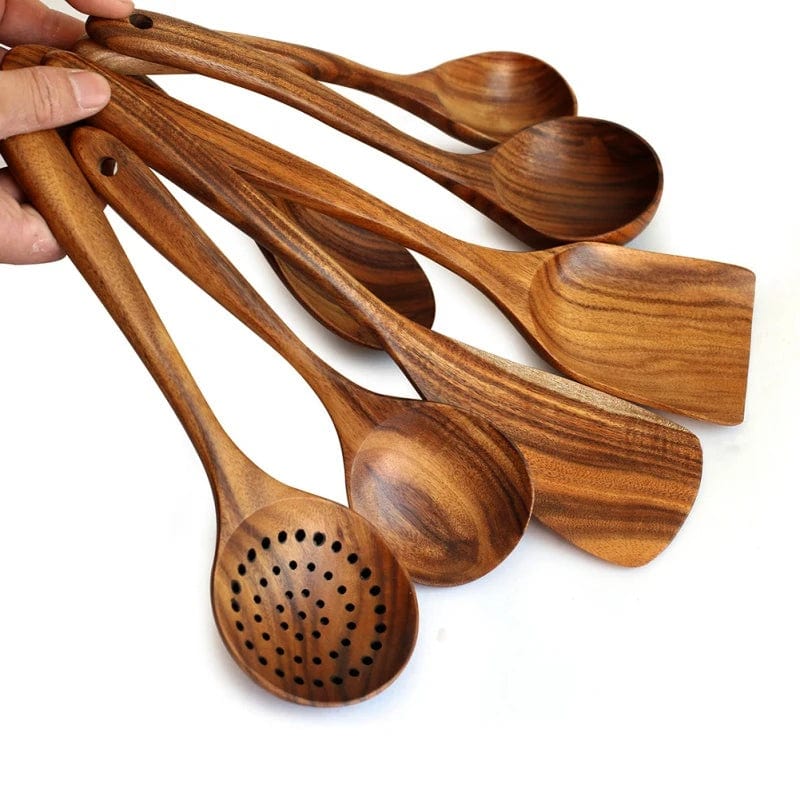 Teak Natural Wood Cooking Set