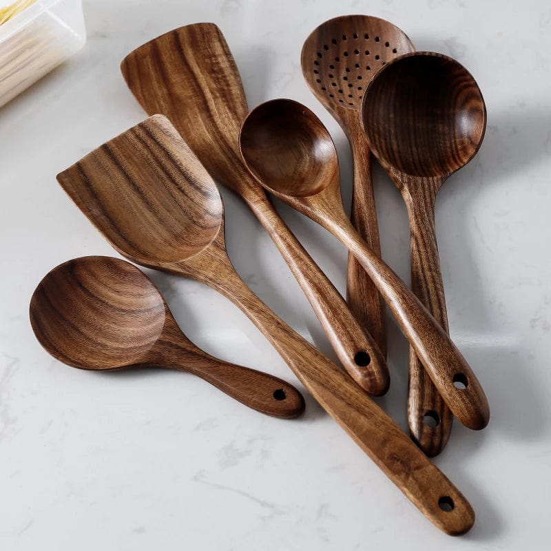 Teak Natural Wood Cooking Set